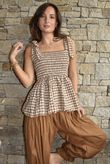 Nonni Gingham Bandeau Cami Hazelnut